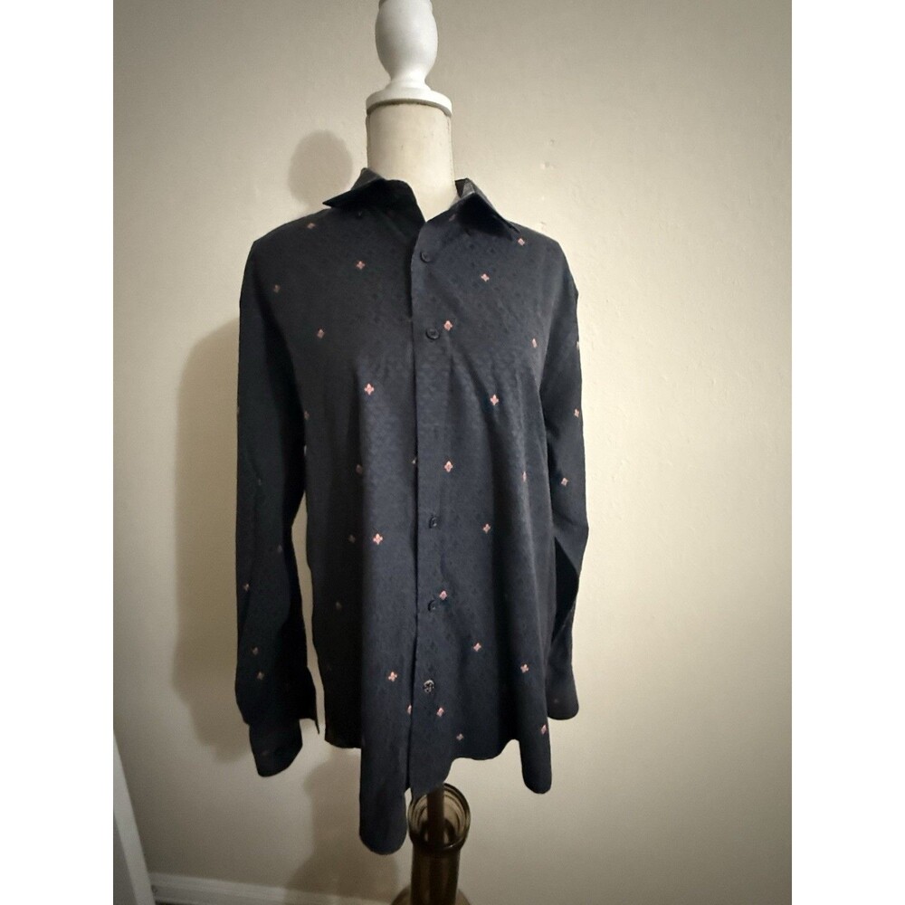 Viscount Black Large Long Sleeve Button Down Shirt